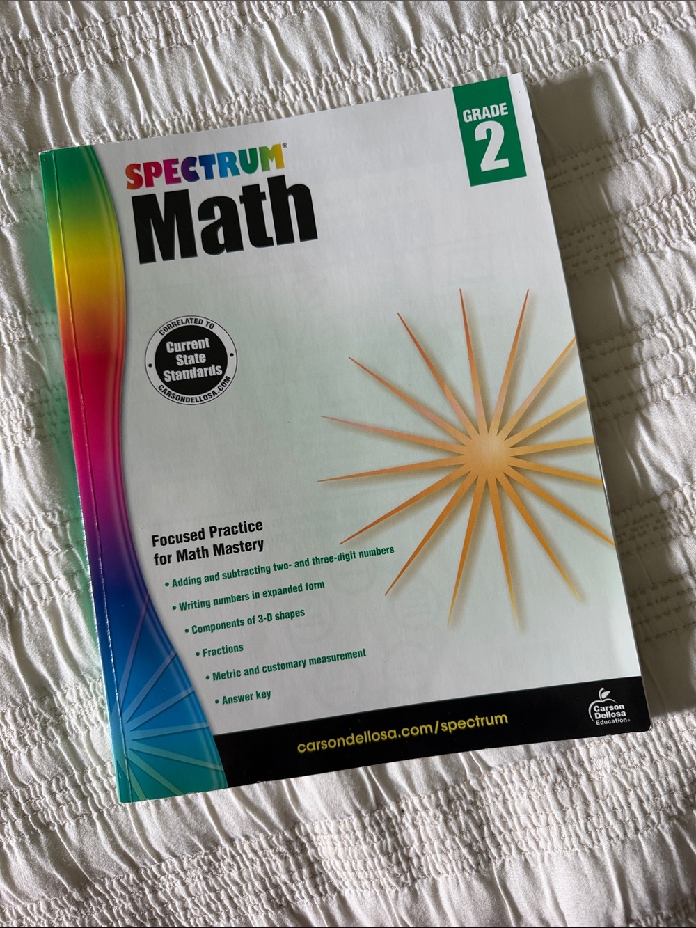 Spectrum Math Grade 2 Workbook - White with Multicolor Accent